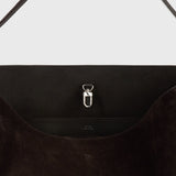 Toteme Medium Belted Suede Tote in Espresso - close up