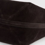 Toteme Medium Belted Suede Tote in Espresso - close up