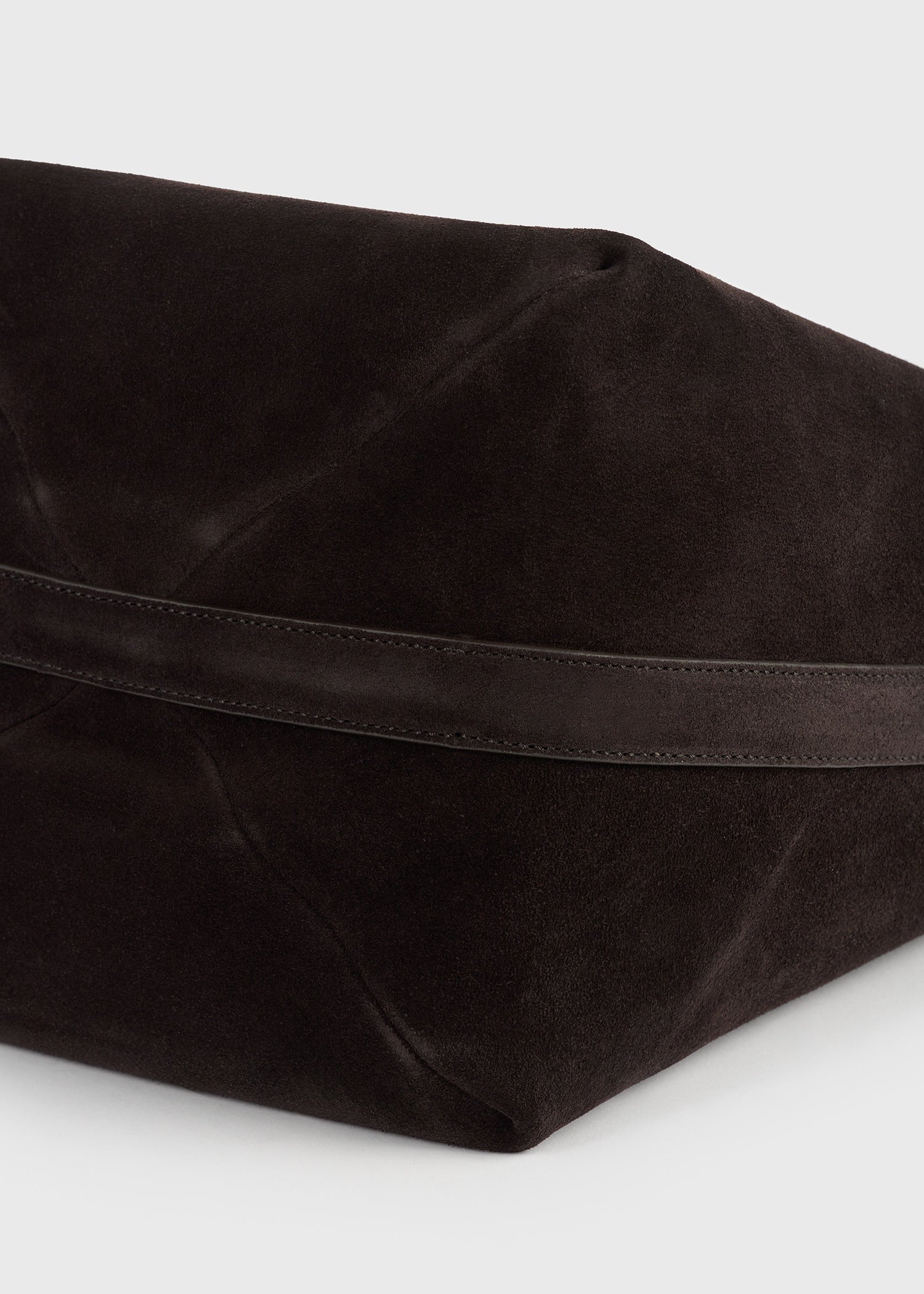 Toteme Medium Belted Suede Tote in Espresso - close up