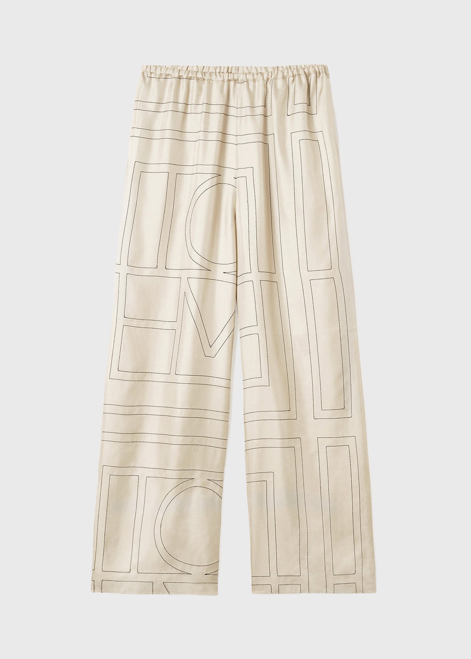 Toteme Monogram Silk PJ Bottoms in Ivory