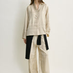 Toteme Monogram Silk PJ Top in Ivory - side view
