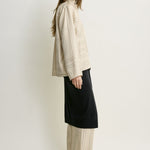 Toteme Monogram Silk PJ Top in Ivory - detail view