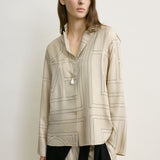 Toteme Monogram Silk PJ Top in Ivory - outfit inspiration