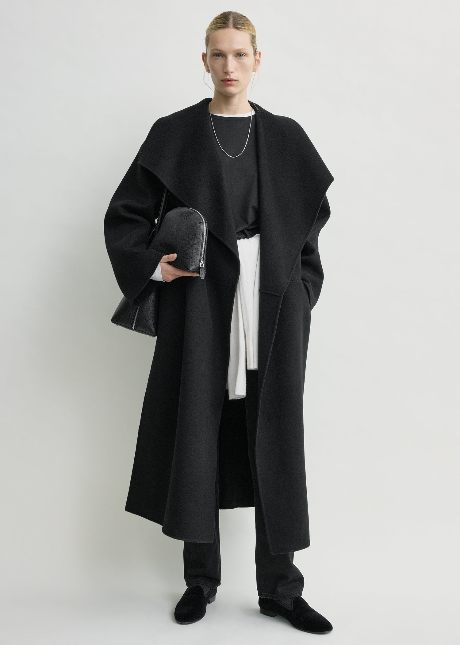 Toteme Signature Double Coat in Black - side view