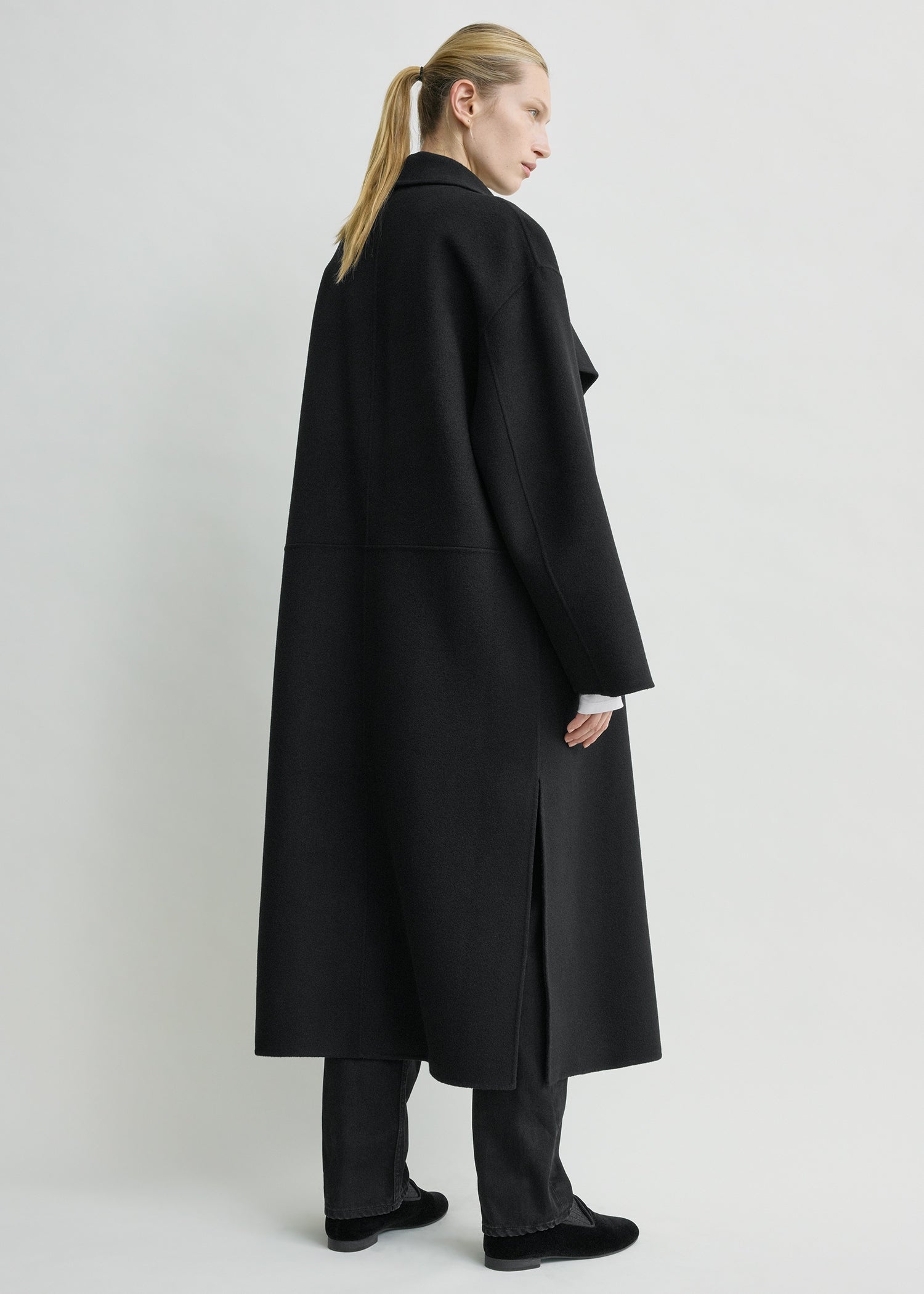 Toteme Signature Double Coat in Black - styled look