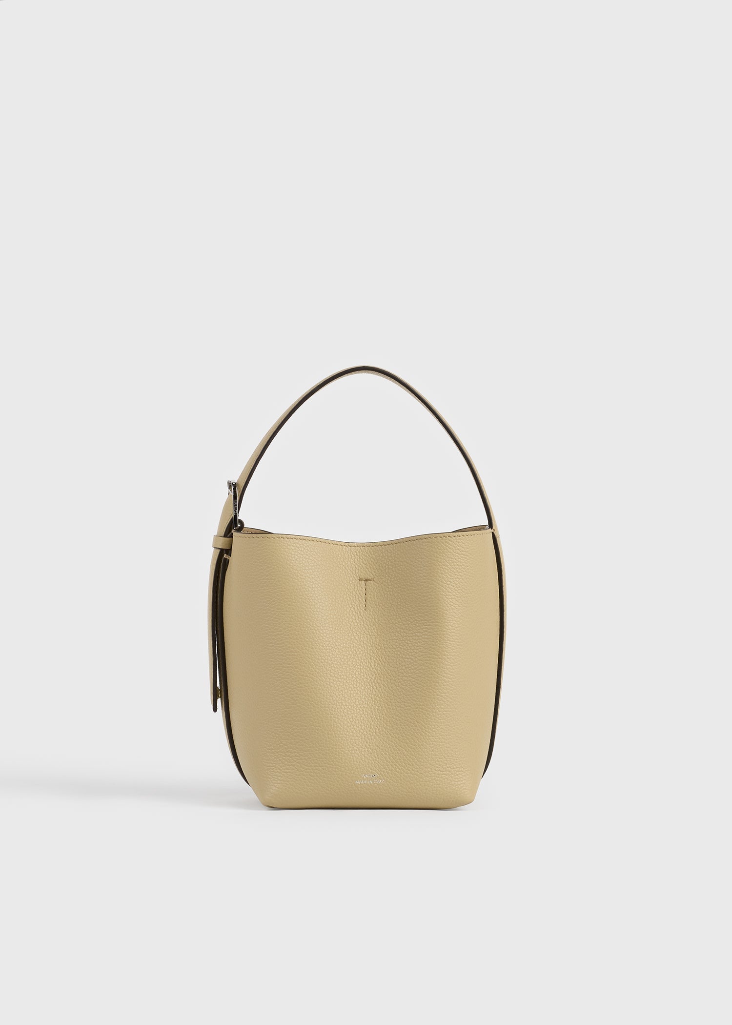 Toteme Small Belted Grained-Leather Tote in Cashew