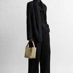 Toteme Small Belted Grained-Leather Tote in Cashew - side view