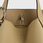 Toteme Small Belted Grained-Leather Tote in Cashew - close up
