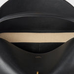 Toteme T-Lock Leather Top Handle in Black - close up