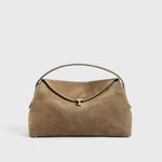 Toteme T-Lock Suede Top Handle in Tobacco