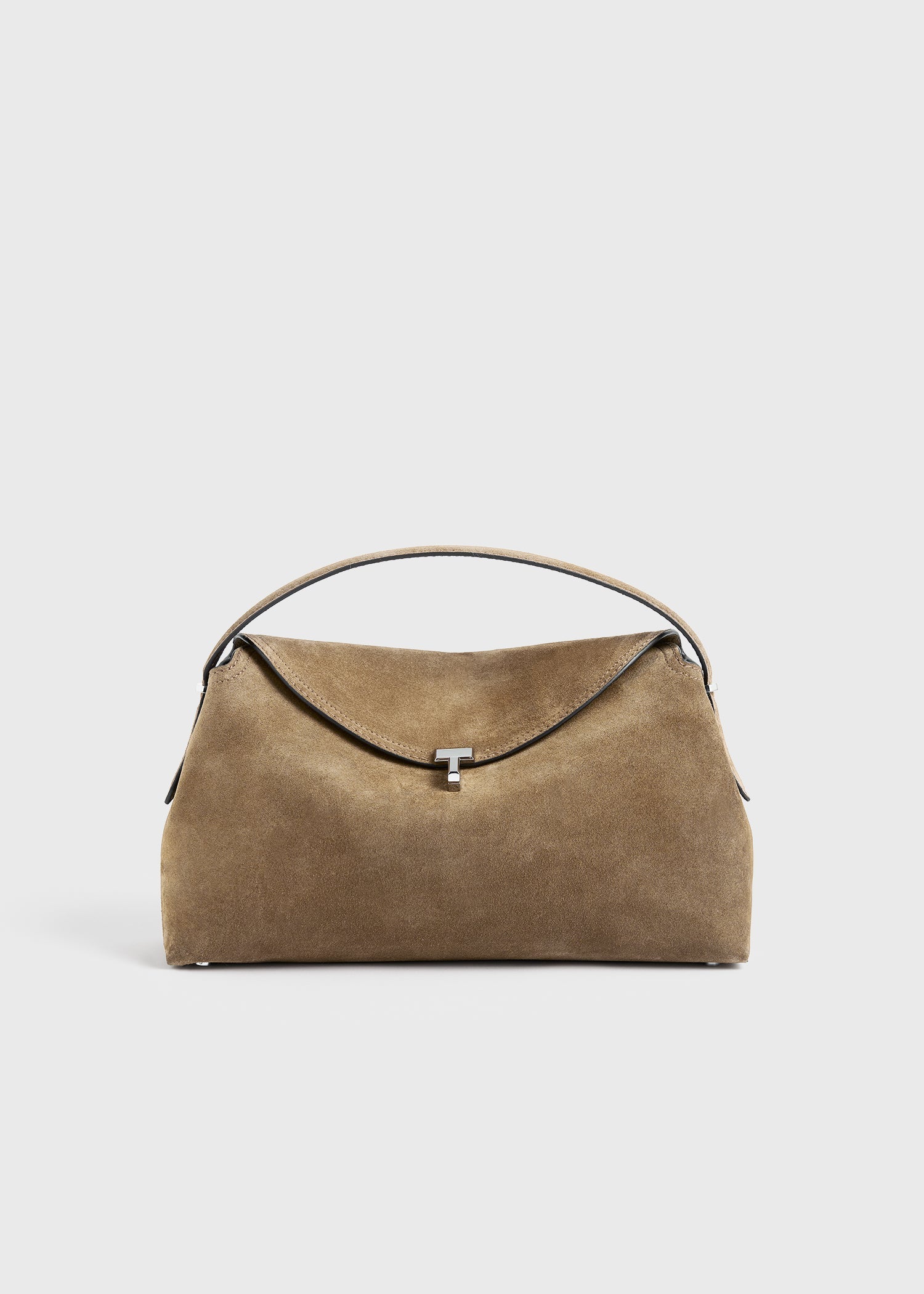 Toteme T-Lock Suede Top Handle in Tobacco