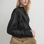 Toteme T-Lock Suede Top Handle in Tobacco - detail view