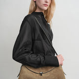 Toteme T-Lock Suede Top Handle in Tobacco - detail view