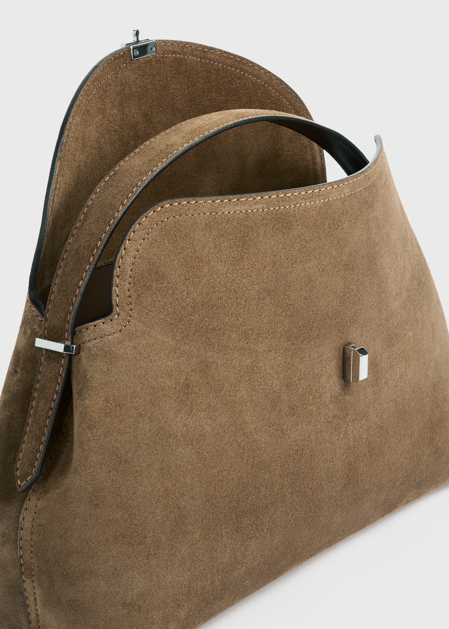 Toteme T-Lock Suede Top Handle in Tobacco - outfit inspiration