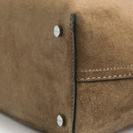 Toteme T-Lock Suede Top Handle in Tobacco - close up