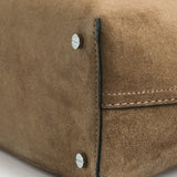 Toteme T-Lock Suede Top Handle in Tobacco - close up