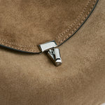 Toteme T-Lock Suede Top Handle in Tobacco - close up