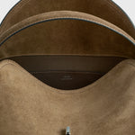 Toteme T-Lock Suede Top Handle in Tobacco - close up