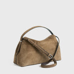 Toteme T-Lock Suede Top Handle in Tobacco - styled look