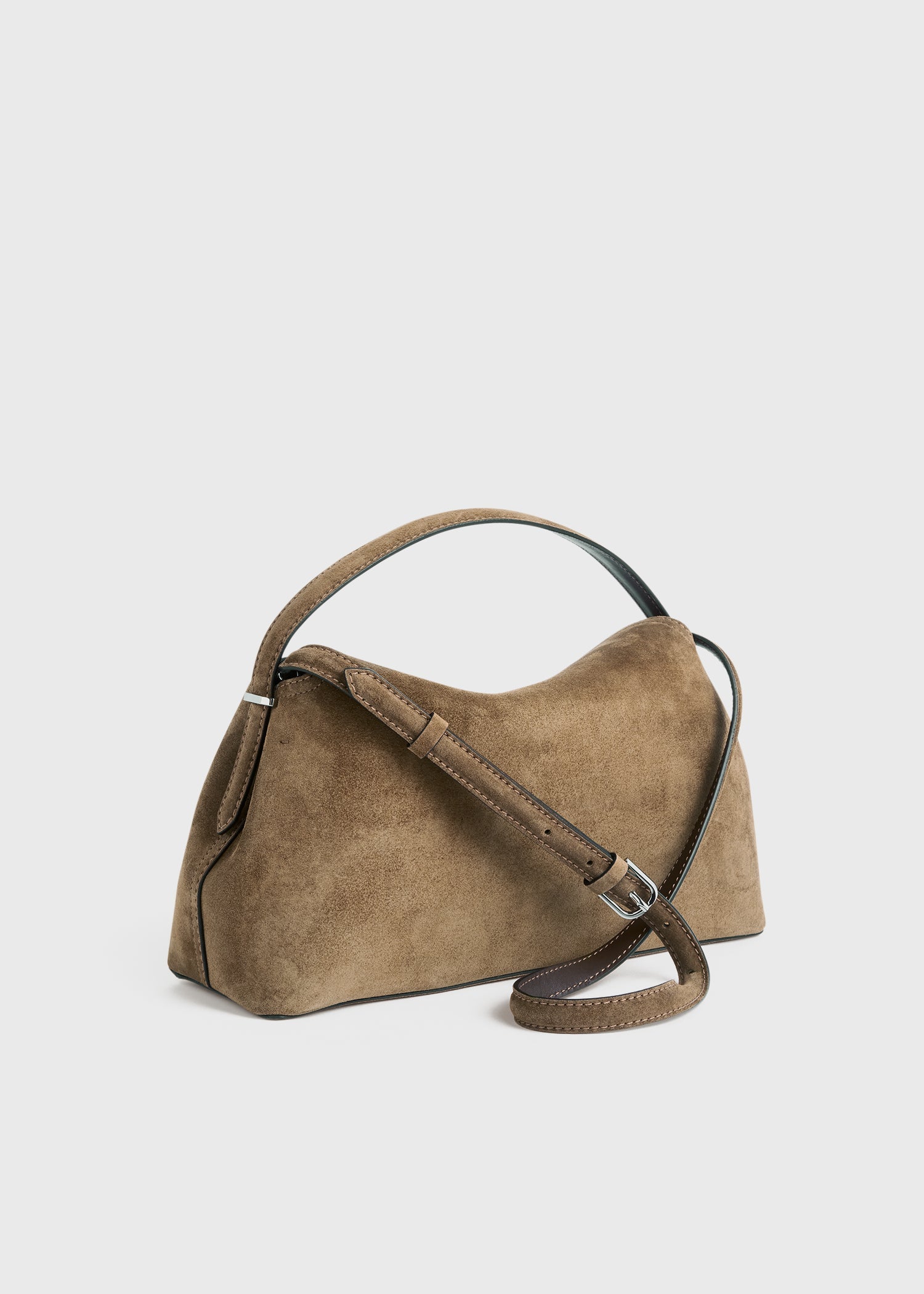 Toteme T-Lock Suede Top Handle in Tobacco - styled look