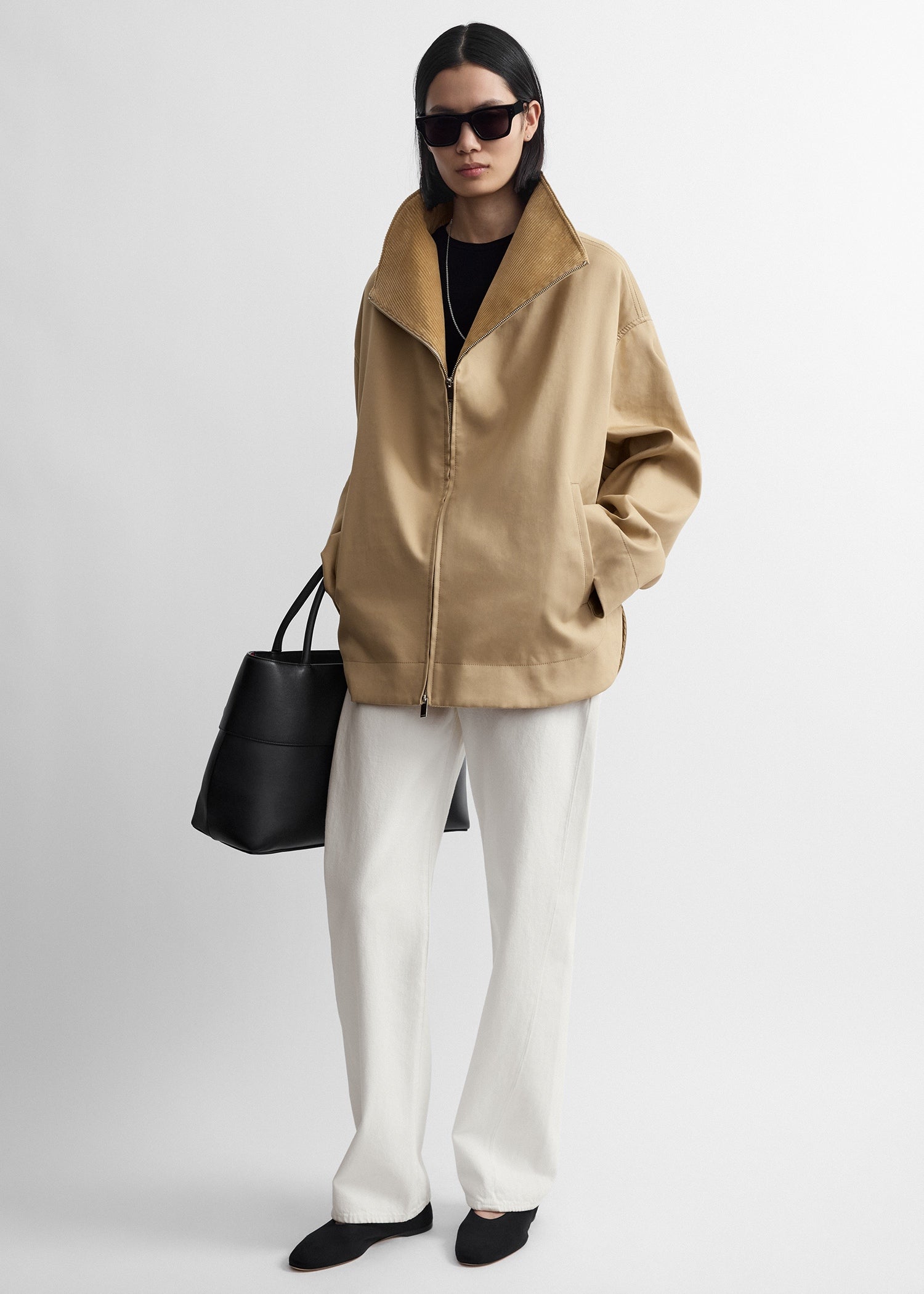 Toteme Zipped Country Jacket in Fawn - side view