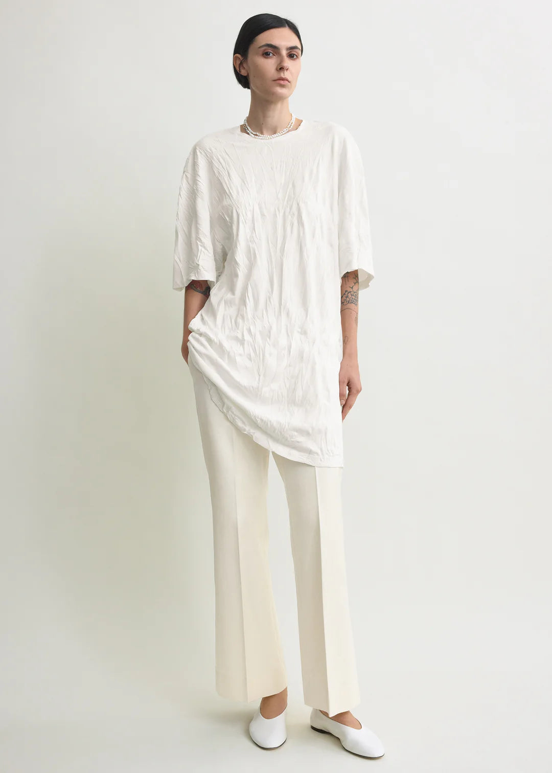 Toteme Relaxed Tee Dress in Off White