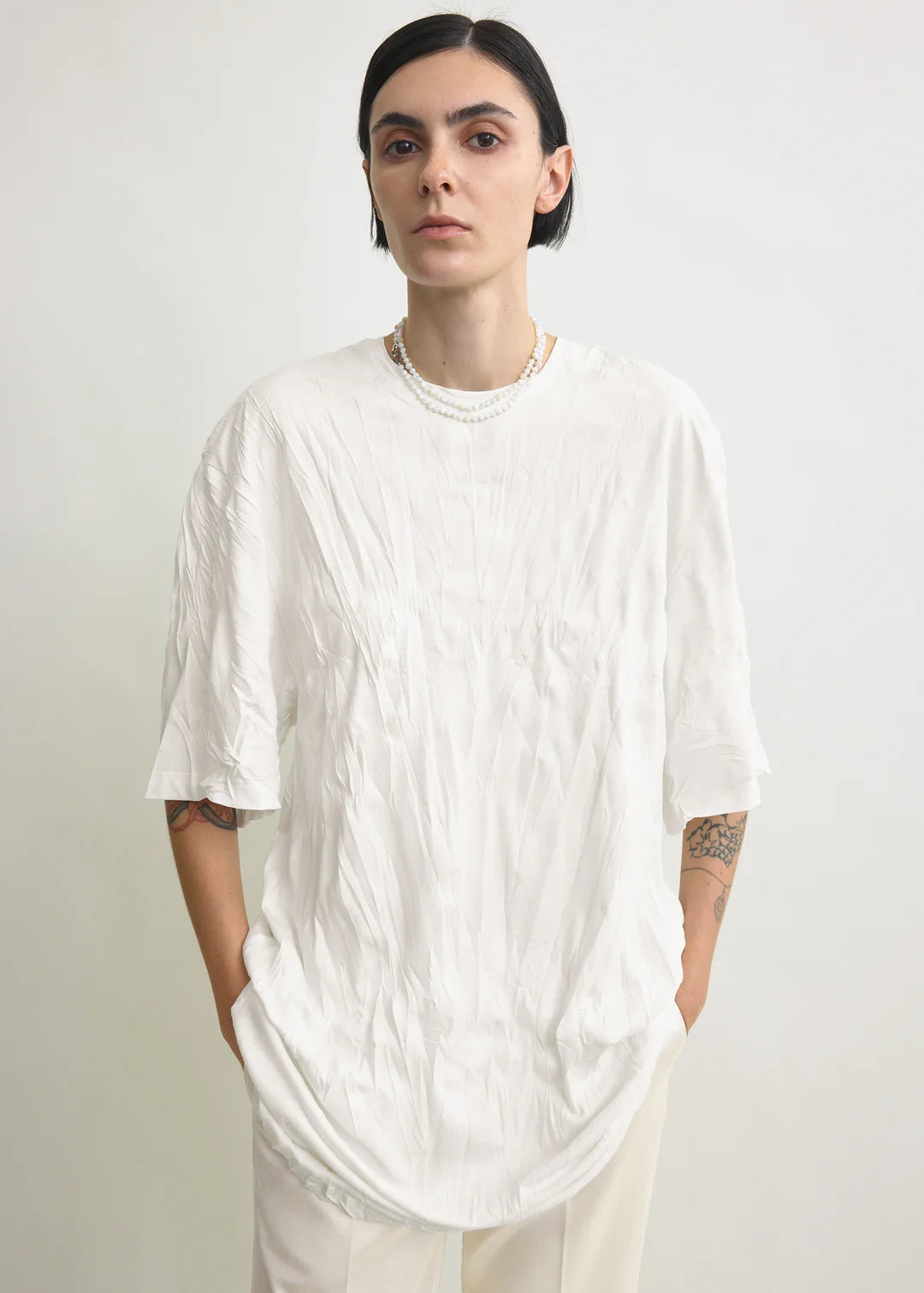 Toteme Relaxed Tee Dress in Off White