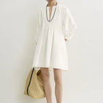 Toteme Balloon Sleeve Cotton Dress in White
