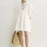 Toteme Balloon Sleeve Cotton Dress in White