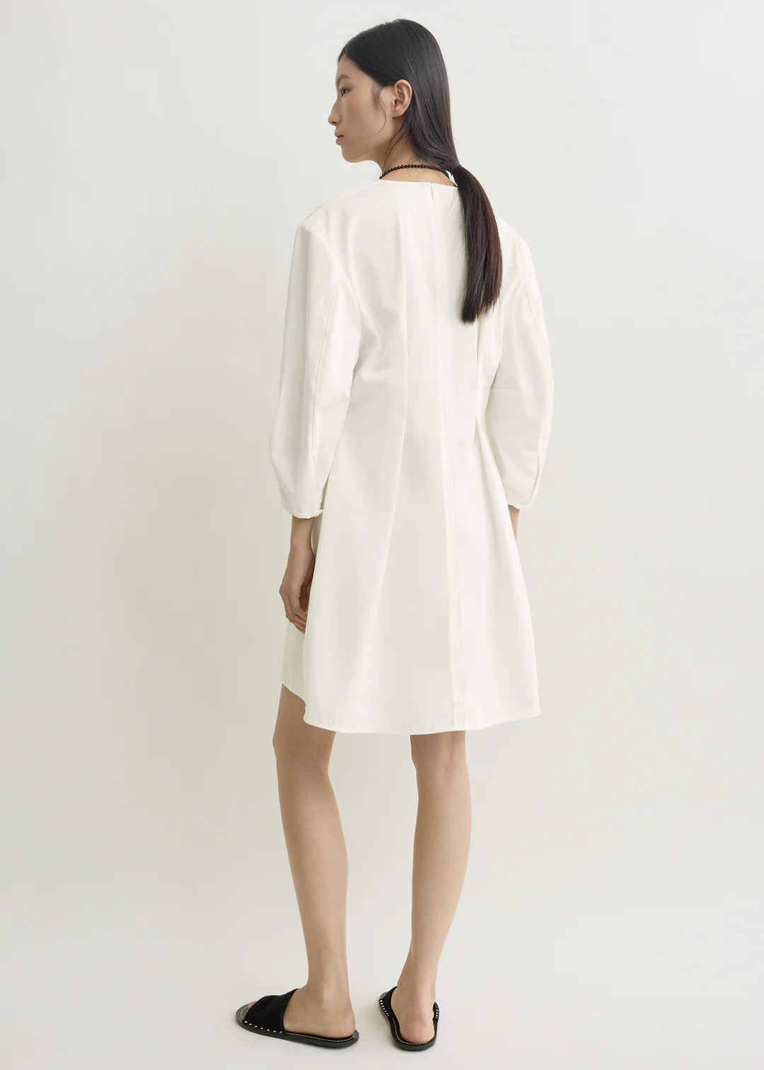 Toteme Balloon Sleeve Cotton Dress in White