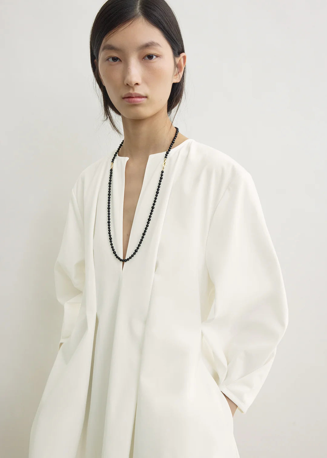 Toteme Balloon Sleeve Cotton Dress in White