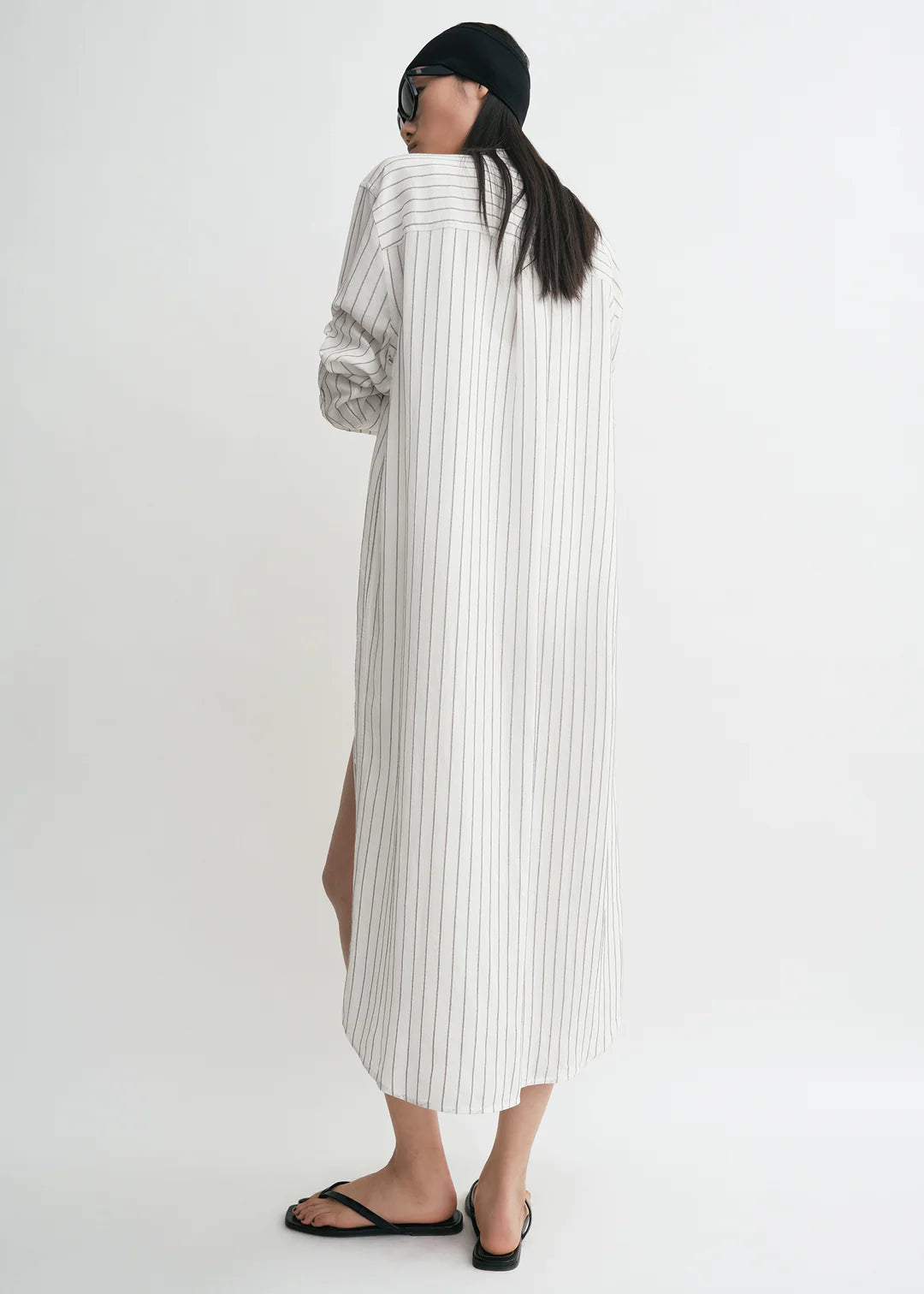 Toteme Striped Summer Tunic in White and Oyster