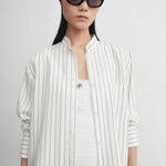 Toteme Striped Summer Tunic in White and Oyster