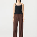 Bassike Twill Pinstitch Detail Pant in Dark Plum