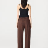 Bassike Twill Pinstitch Detail Pant in Dark Plum