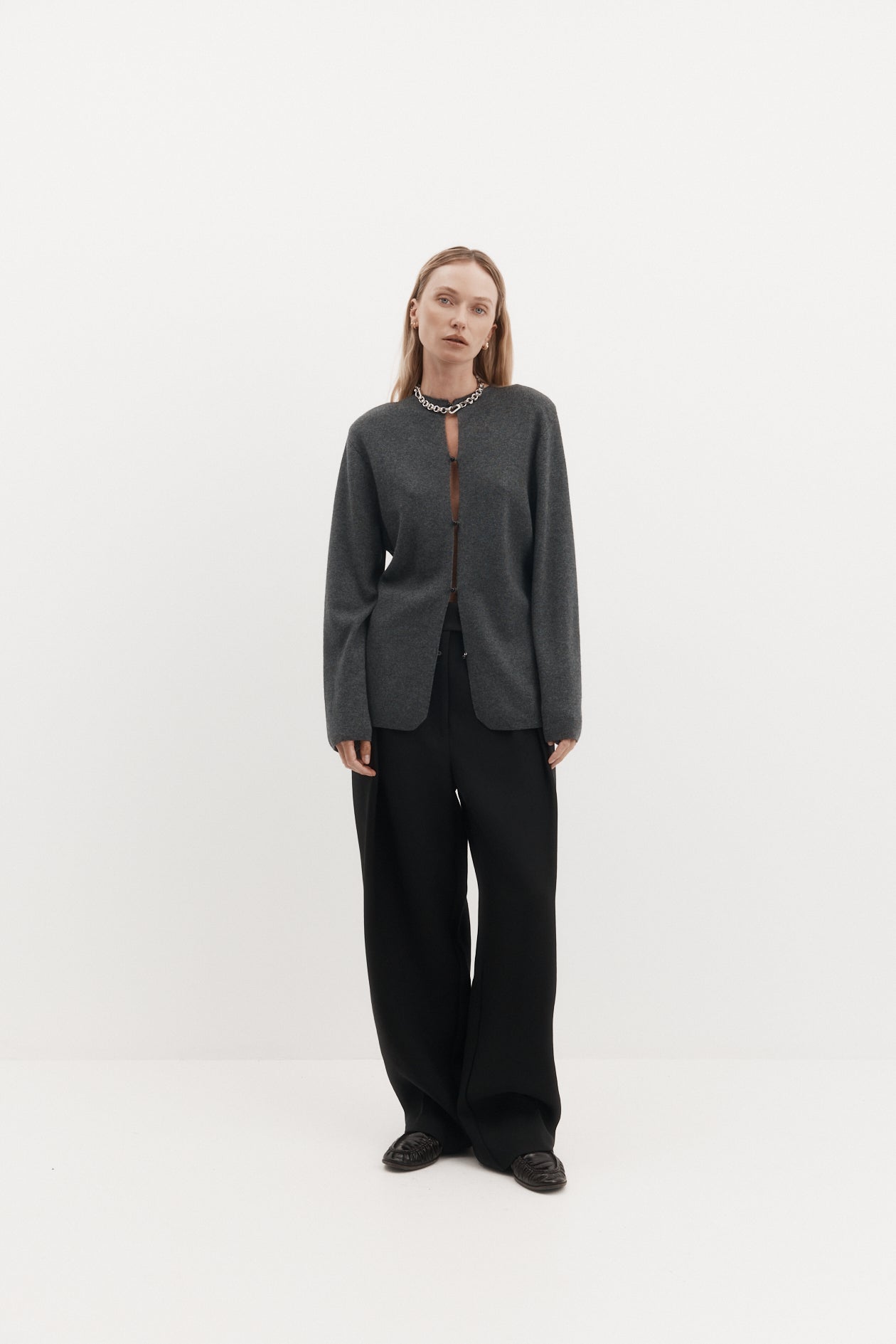 Harris Tapper Violetta Cardigan in Pewter - side view