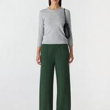 Bassike Wide Leg Athletic Tape Pant in Pine & Cream Tape