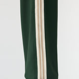 Bassike Wide Leg Athletic Tape Pant in Pine & Cream Tape