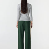 Bassike Wide Leg Athletic Tape Pant in Pine & Cream Tape