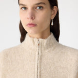 Bassike Wool Alpaca Zip Up Knit in Alabaster