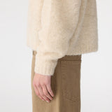 Bassike Wool Alpaca Zip Up Knit in Alabaster