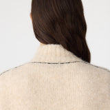Bassike Wool Alpaca Zip Up Knit in Alabaster