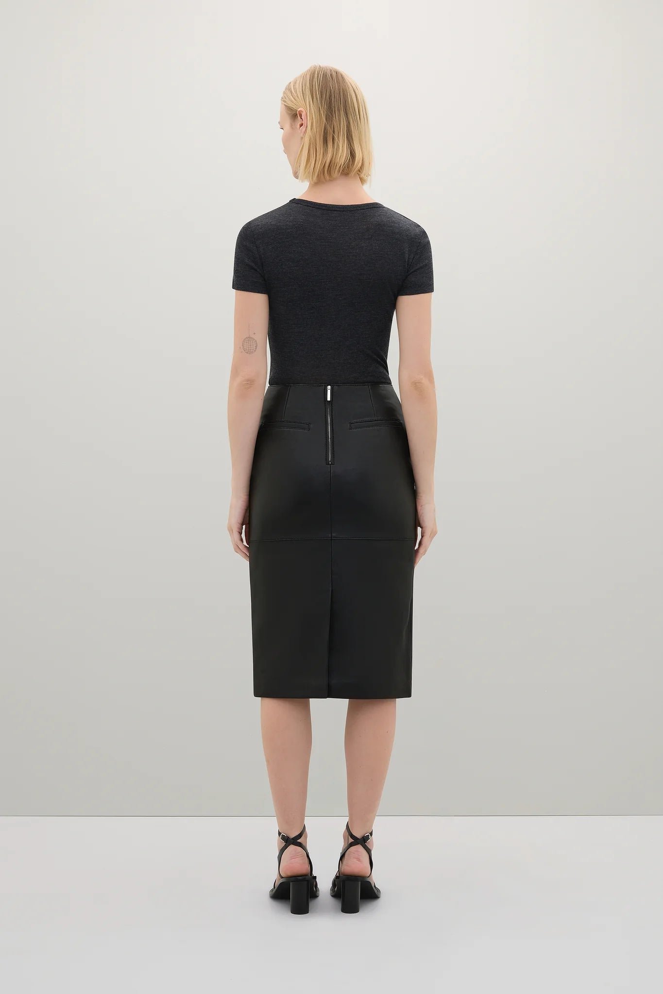 A Emery Wright Leather Skirt in Black