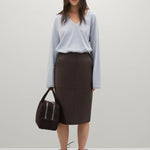 A Emery Wright Leather Skirt in Mahogany