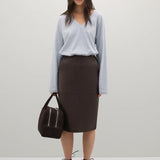 A Emery Wright Leather Skirt in Mahogany
