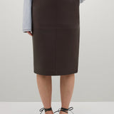 A Emery Wright Leather Skirt in Mahogany