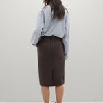 A Emery Wright Leather Skirt in Mahogany