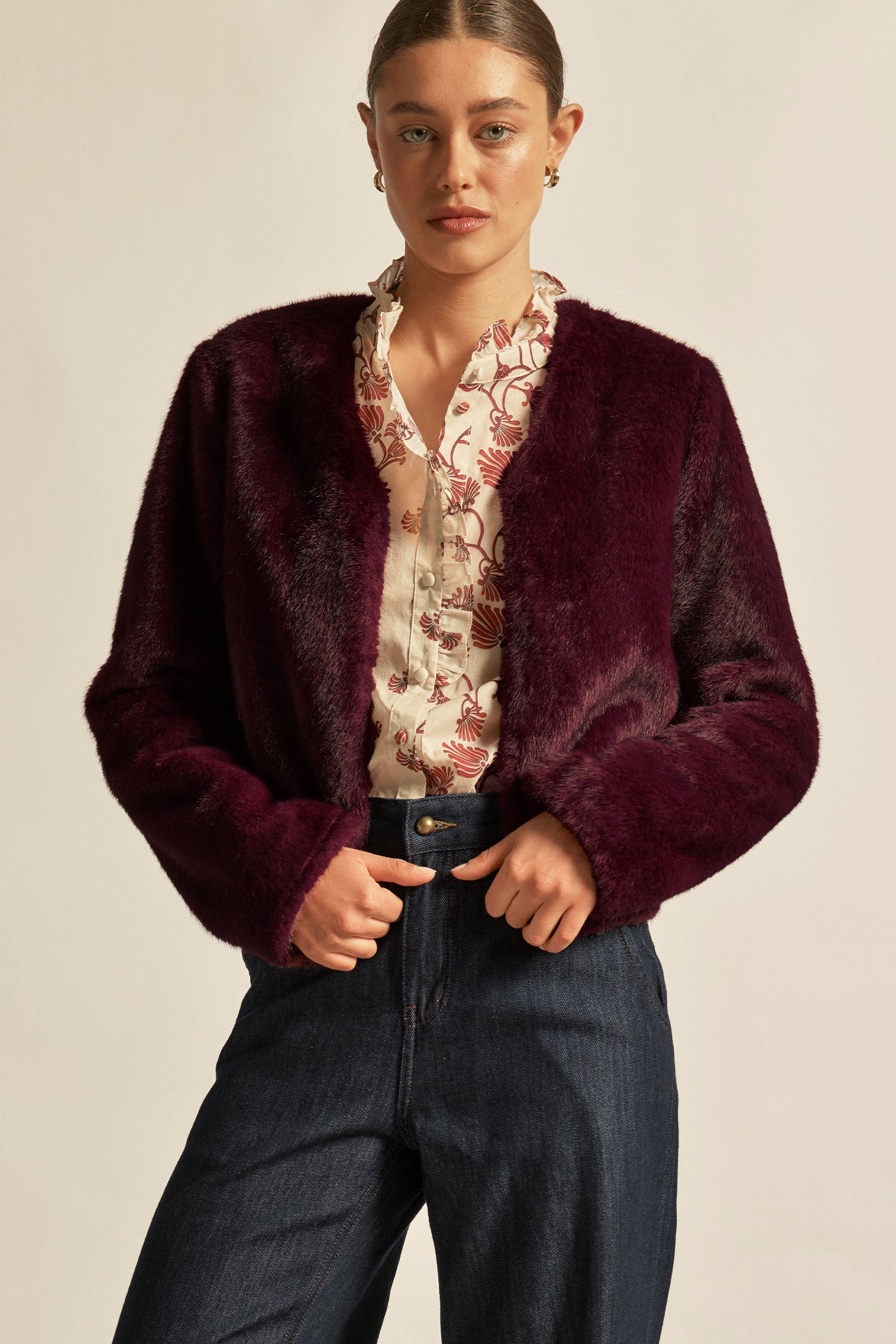 Zoe Kratzmann Dune Jacket in Berry - detail view