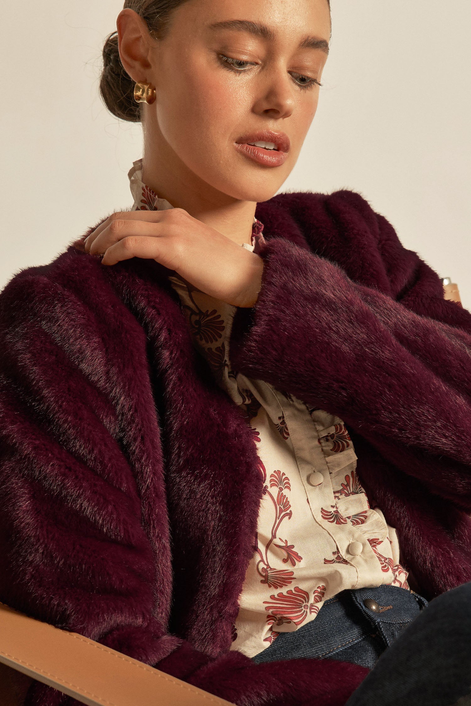 Zoe Kratzmann Dune Jacket in Berry - close up