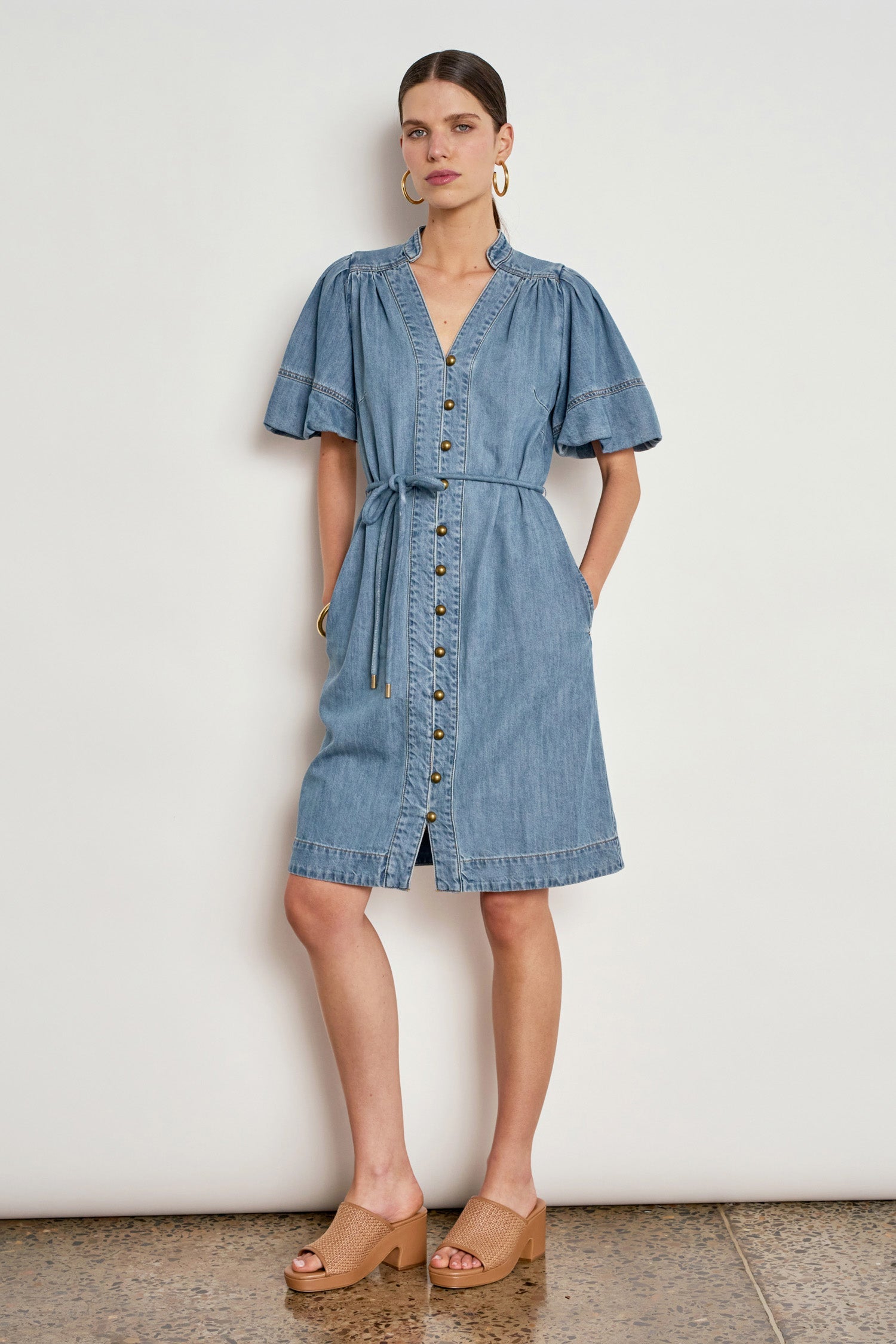 Zoe Kratzmann Honor Dress in Mid Wash Denim - side view